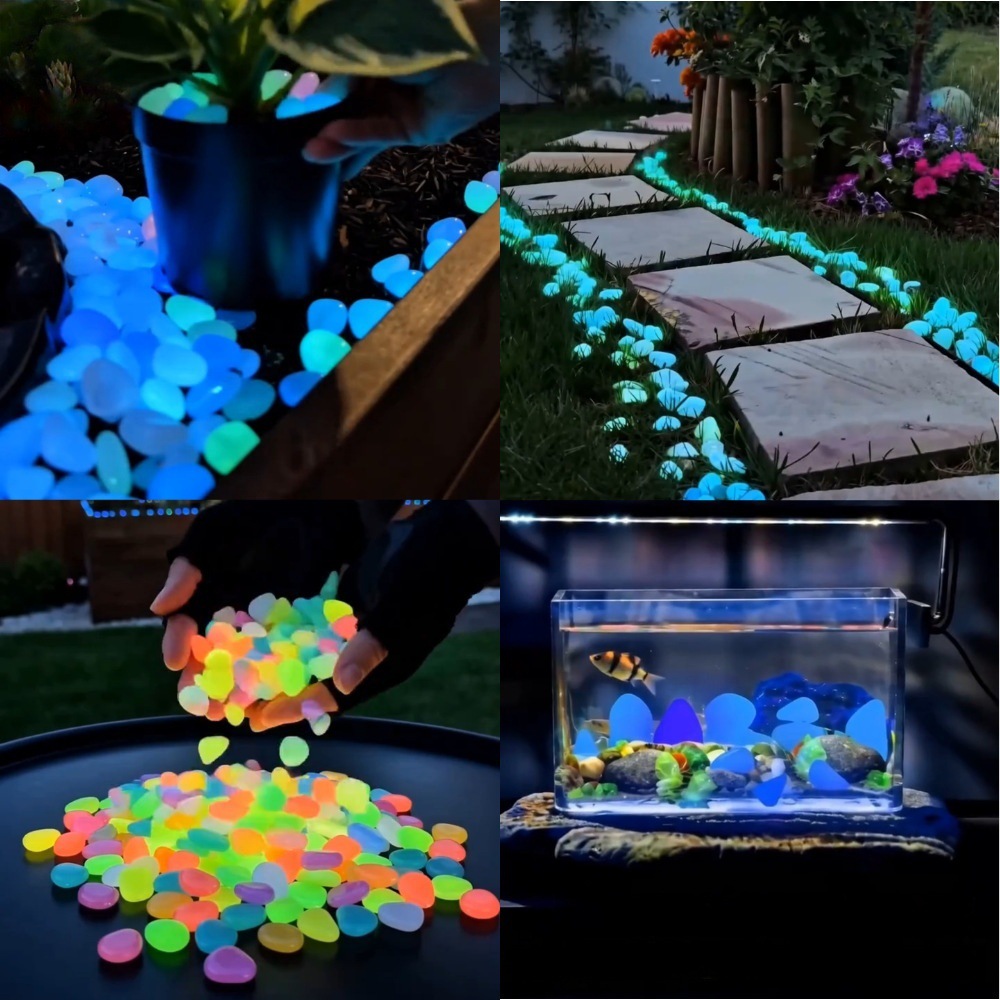 Planted Aquarium With Fish - Colorful Glow In The Dark Luminous