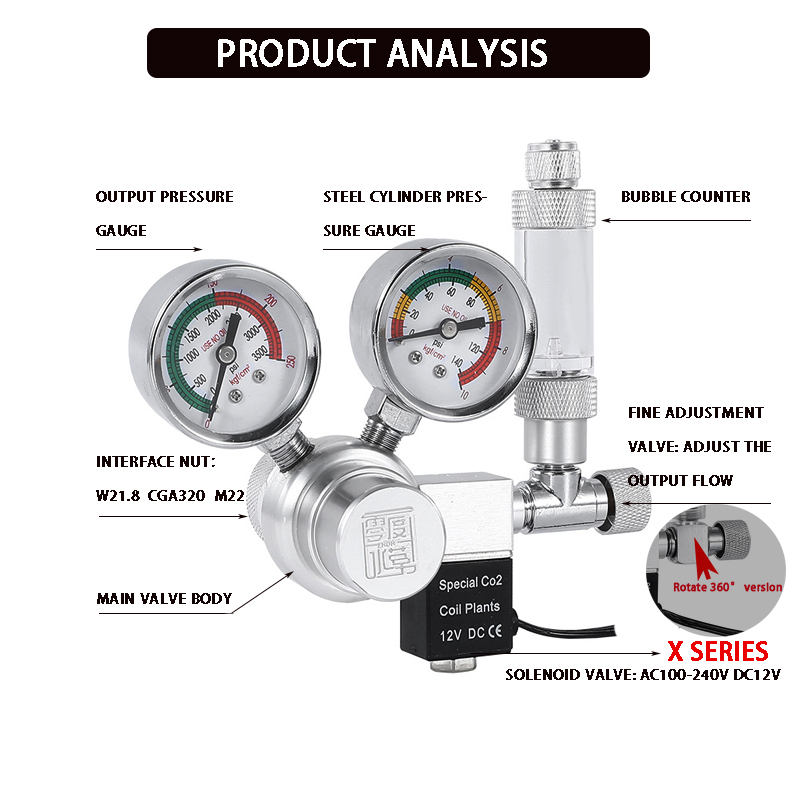 Aquarium CO2 regulator solenoi - Planted Aquarium Kit ulasan dan harga
